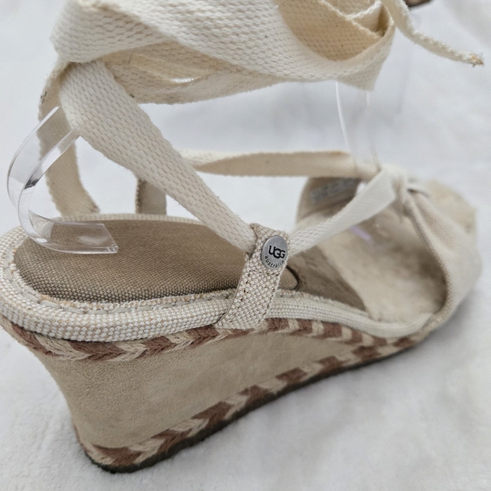 UGG Australia Wedge Gladiator Sandals‎ Sz 10 Beige Espadrilles Open Toe Coastal - Picture 5 of 12